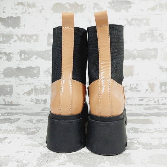 New Open Edit Women Iris Tan Chelsea Platform Ankle Boots D445 - Picture 8 of 12